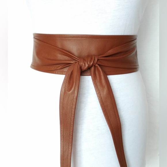 New Vegan Leather Smooth Coffee Wrap Corset Belt - Picture 1 of 16